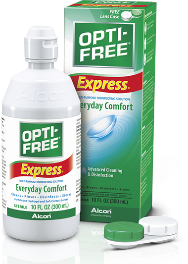 OPTI-FREE® Express® multi-purpose contact solution for sensitive eyes.