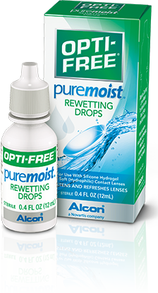 OPTI-FREE® Puremoist® Rewetting Drops provide a burst of contact lens moisture.