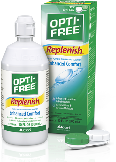 OPTI-FREE® Replenish® moisturizing contact solution.