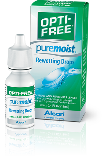 Moisturize your contact lenses with OPTI-FREE® Puremoist® Rewetting Drops.