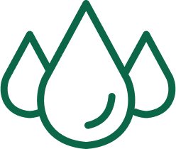 icon of three water droplets, symbolizing hydration, moisture, and comfort