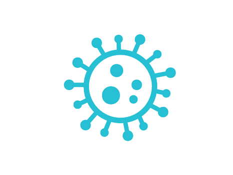 Icon of a stylized germ or virus, representing bacteria or microorganism removal, often used in hygiene, cleaning, or disinfecting contexts