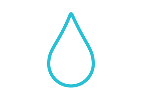A blue water droplet icon representing hydration or moisture